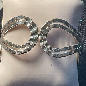 Lulu-B Silver Textured Open Cuff Bracelet